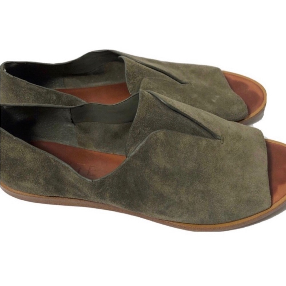 1. State leather suede olive slip on flats. Size 7.5